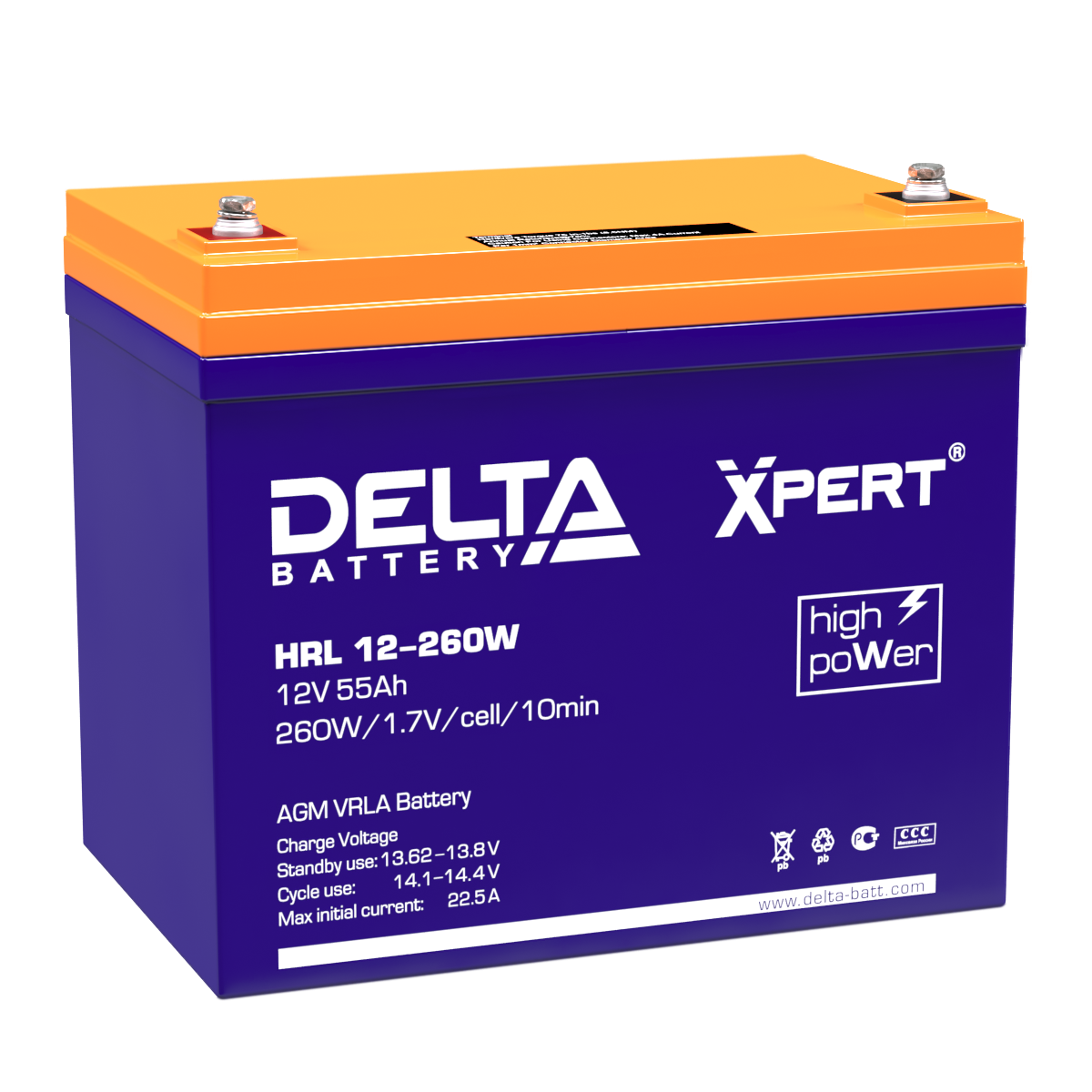 Аккумуляторная батарея Delta HRL12-260W (55Ah)
